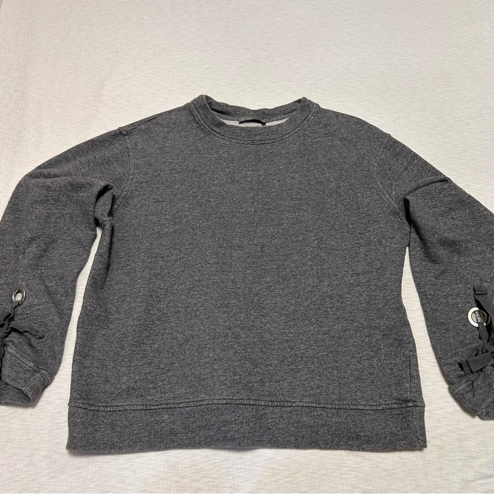 ZARA‎ Sweatshirt Pullover Long Sleeve With Ties Grey Women size S Small